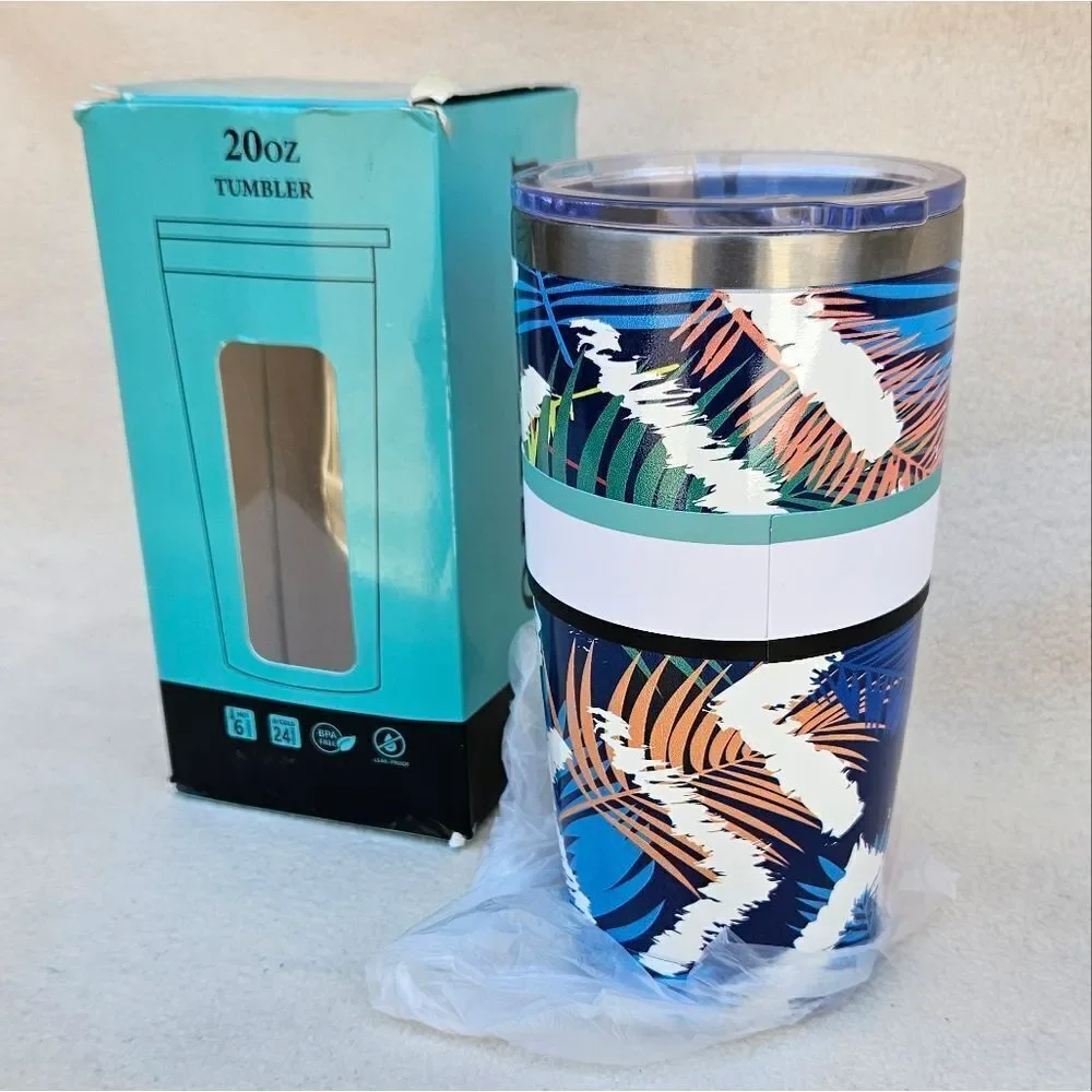 Oeelinn 20oz Tropical Print Insulated Beverage Tumbler